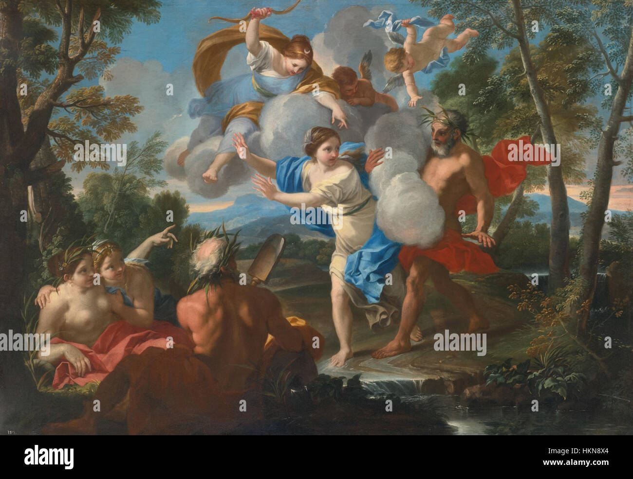 The painting 'Alpheus and Arethusa,' attributed to Luigi Garzi, depicts ...