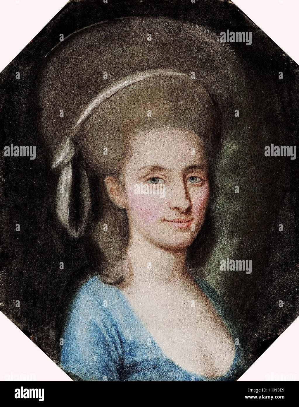 This portrait by Bardou captures a lady in a blue dress, a classic