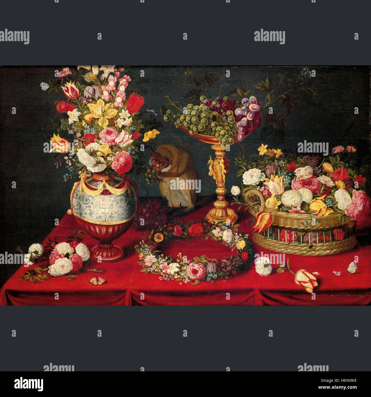 Ambrosius Brueghel Still life, fruit, flowers and a monkey Stock