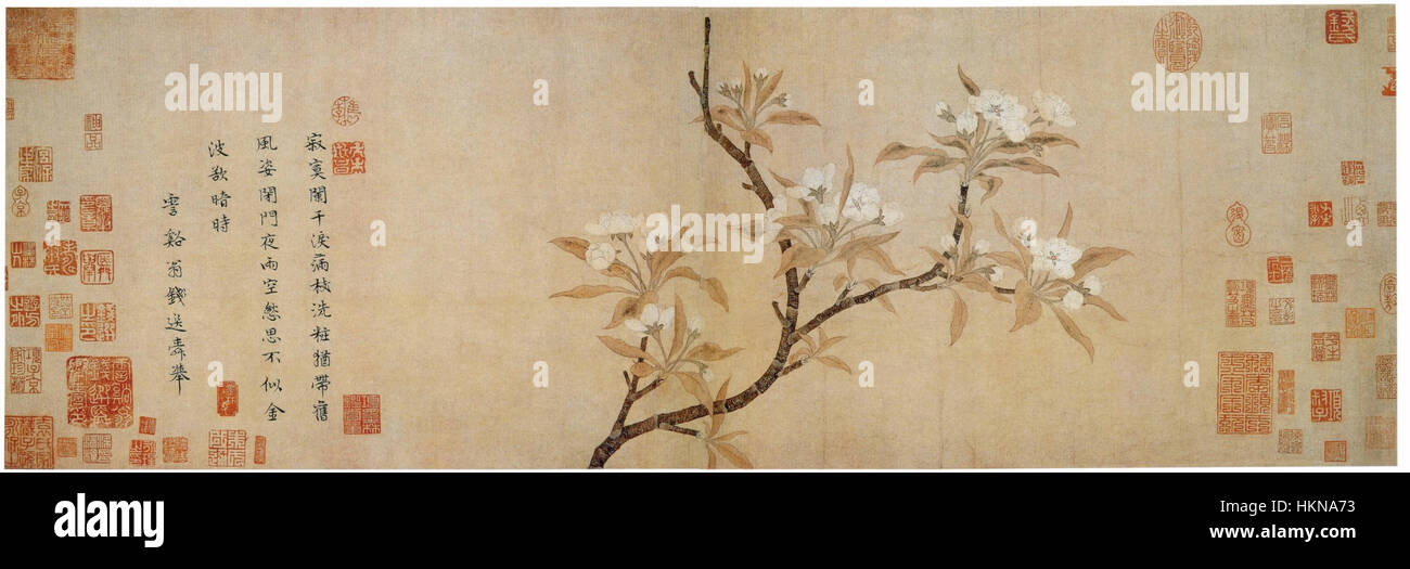 This painting, *Pear Blossoms*, by Qian Xuan from the 13th century ...