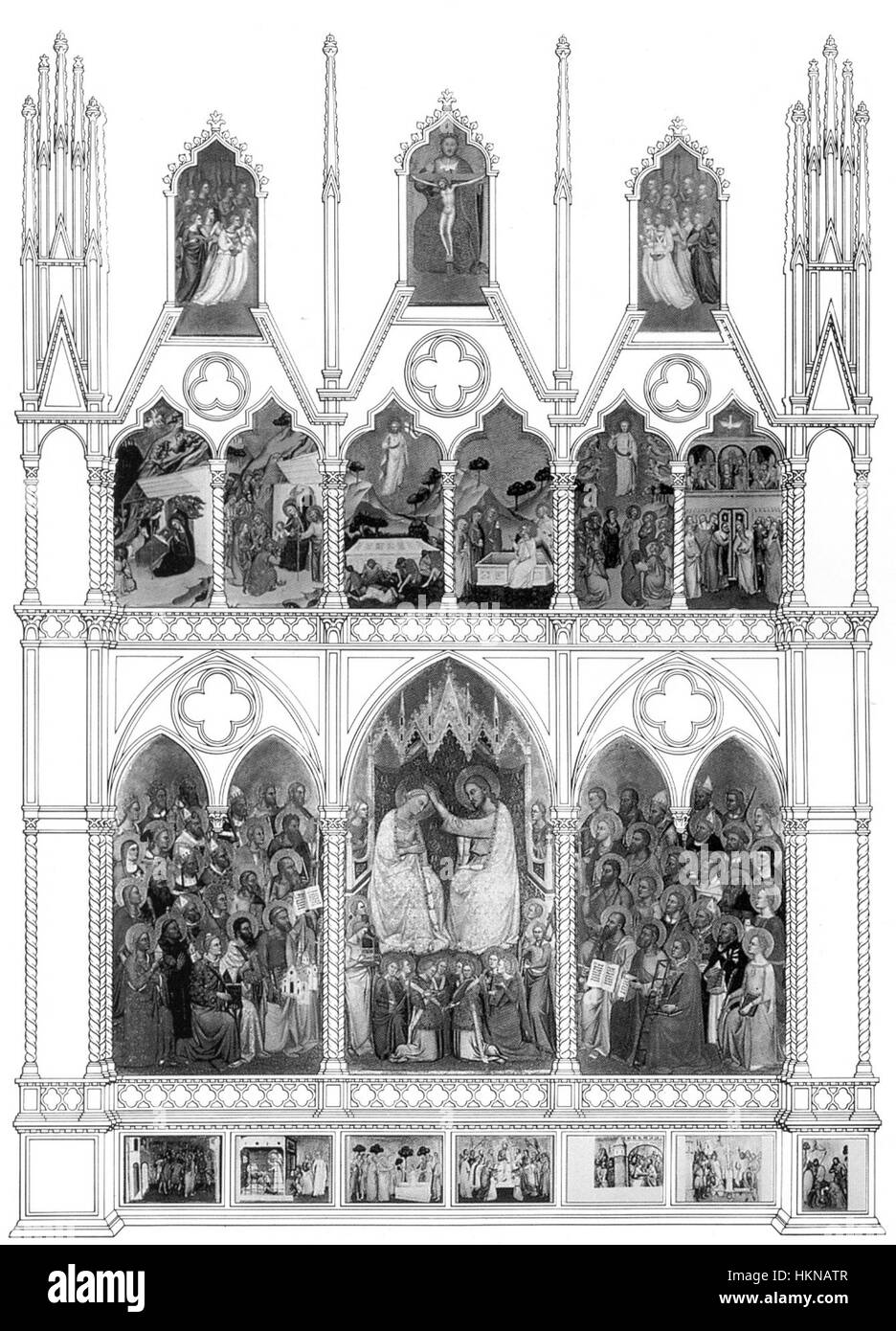 31 Jacopo di Cione. Polyptych San Pier Maggiore, 1370-71 London NG. Reconstruction. Stock Photo