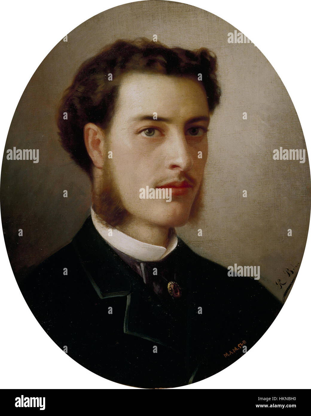 This self-portrait by Ricardo Balaca, housed in the Museo del Prado, reflects the artist's unique style and personal expression. It captures the essence of Balaca’s self-reflection during his career, showcasing his technical skill and artistic vision. Stock Photo