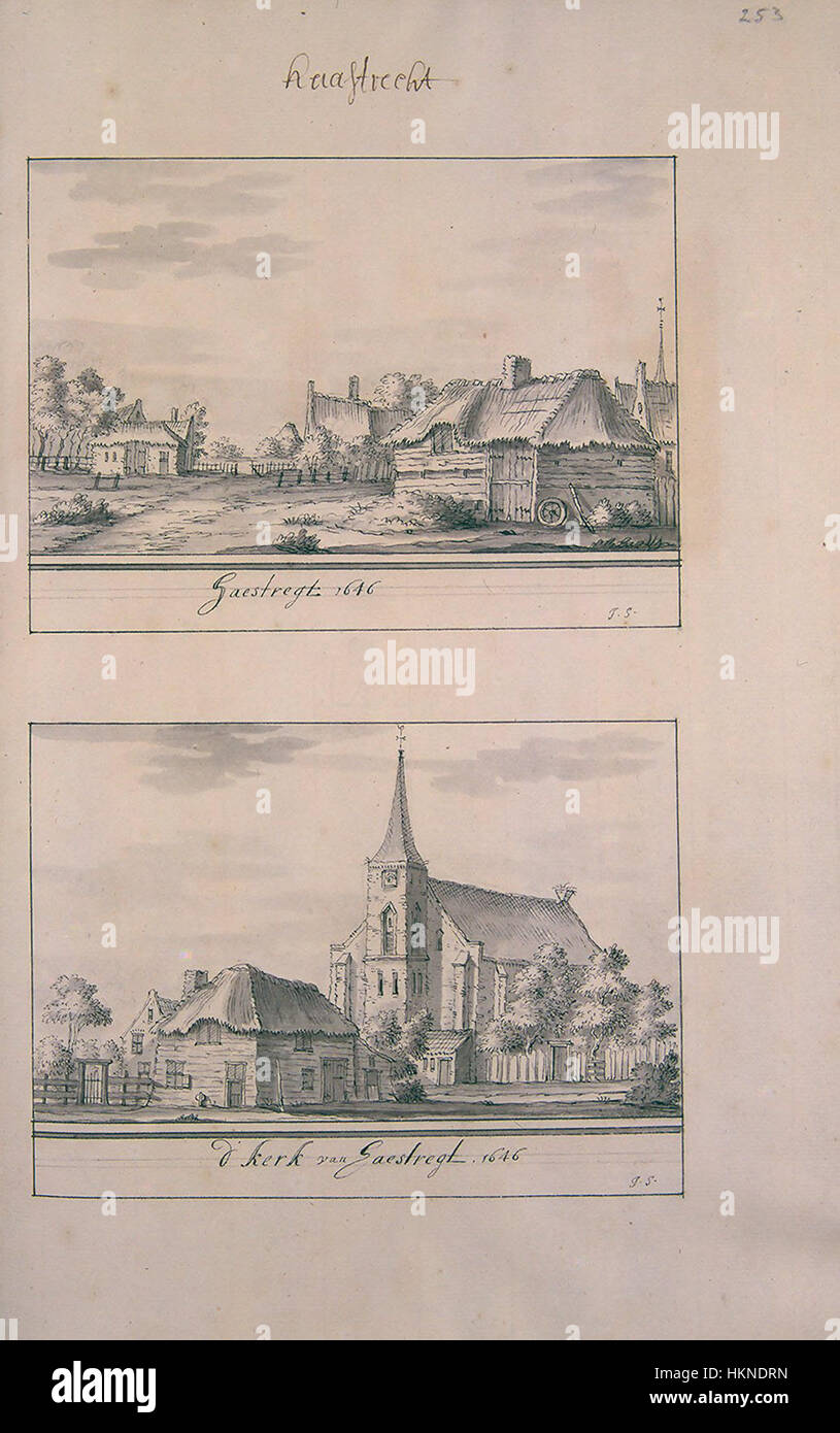 Atlas Schoemaker-ZUIDHOLLAND-DEEL3-1751-Zuid-Holland, Haastrecht Stock Photo