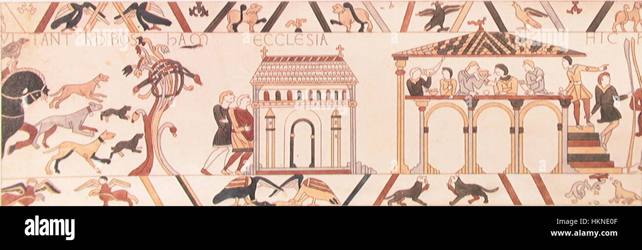 Bayeux Tapestry, Harold starts for the coast Stock Photo