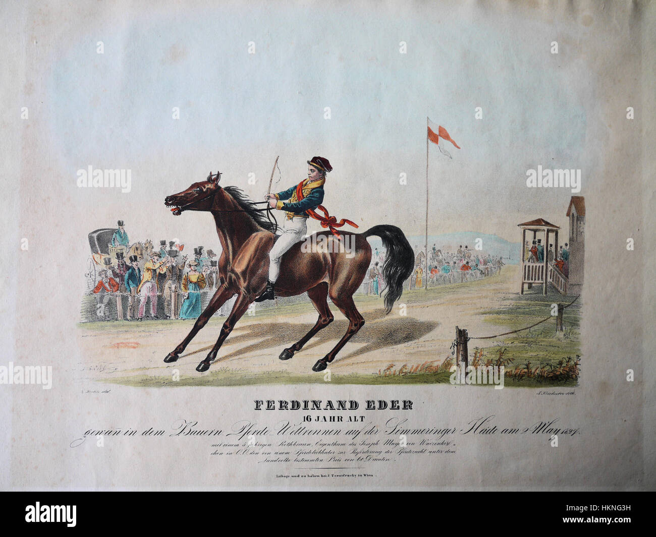 Bauern Pferderennen 1827 Litho Stock Photo