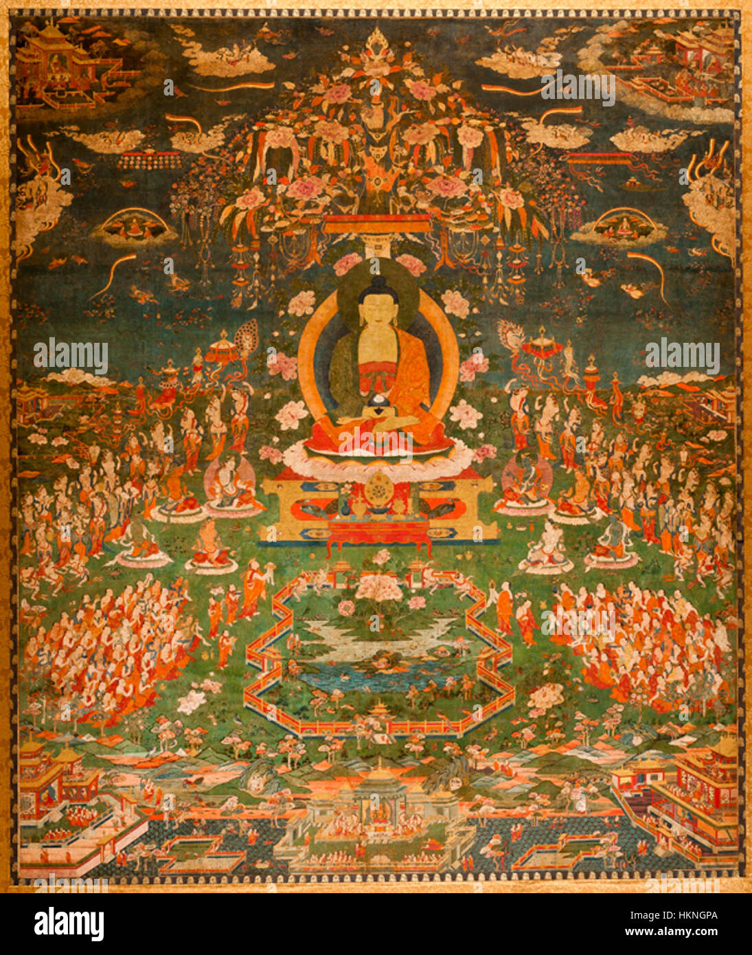 'Amitabha in Sukhavati Paradise', Tibetan, circa 1700, San Antonio Museum of Art Stock Photo