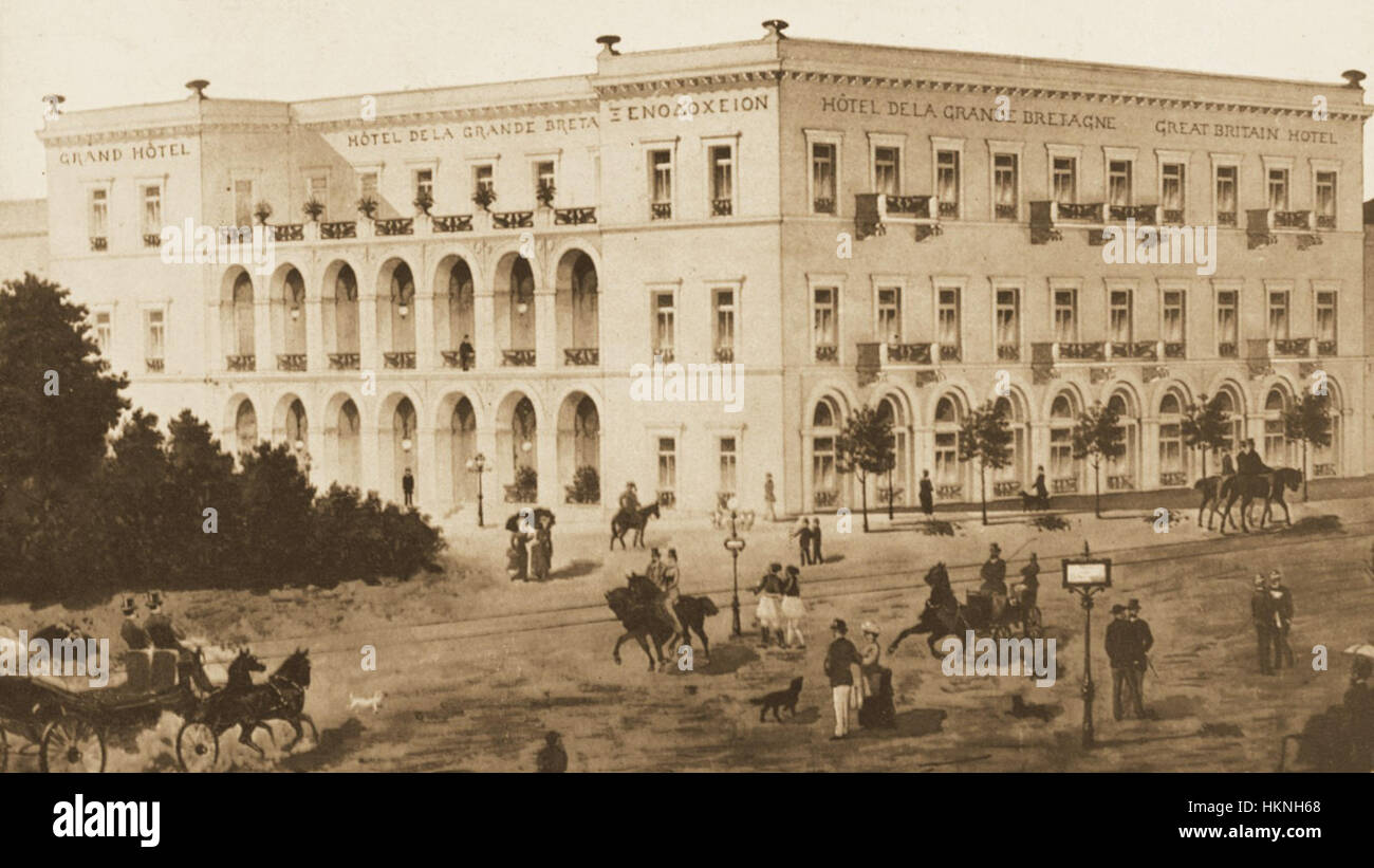 Athens Hotel Grande Bretagne 1874 Stock Photo