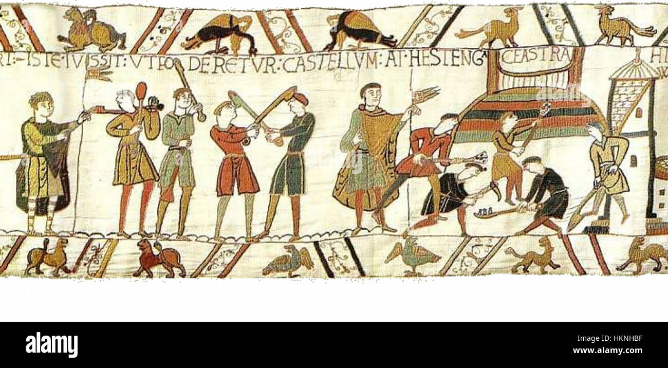 Scene 45 from the Bayeux Tapestry depicts a pivotal moment in the ...