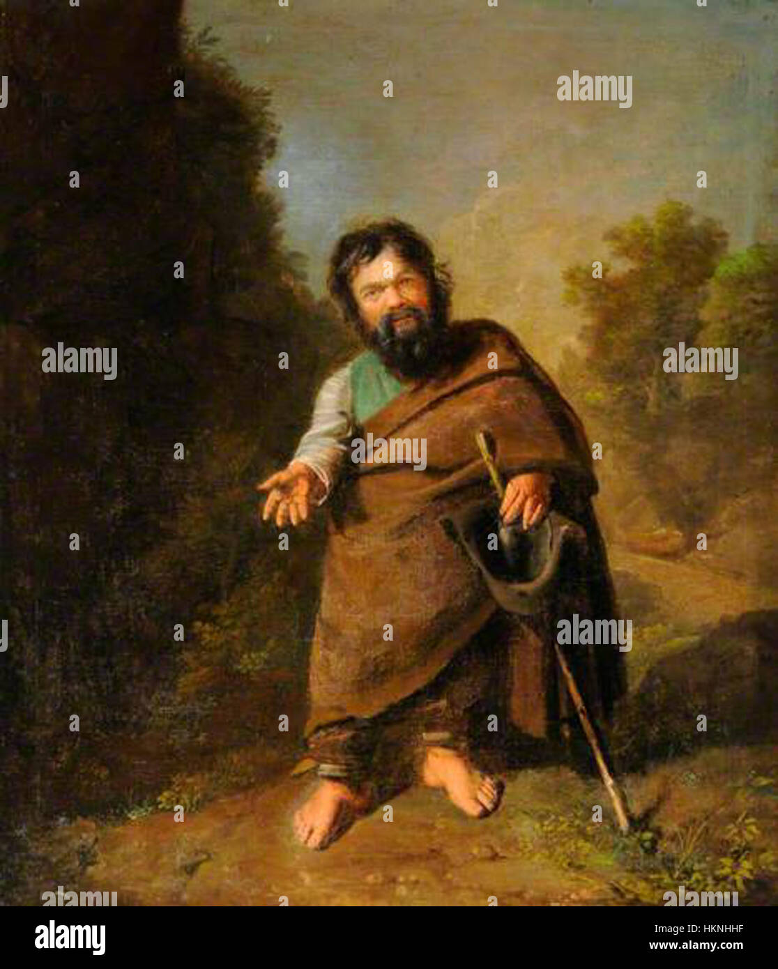 This 18th-century portrait of Baicco, the Roman dwarf, painted by Philip Wickstead, captures the figure’s stature and presence. The painting is part of the collection at Burton Constable Hall and reflects the period's style of portraiture, focusing on the subject's unique appearance. Stock Photo
