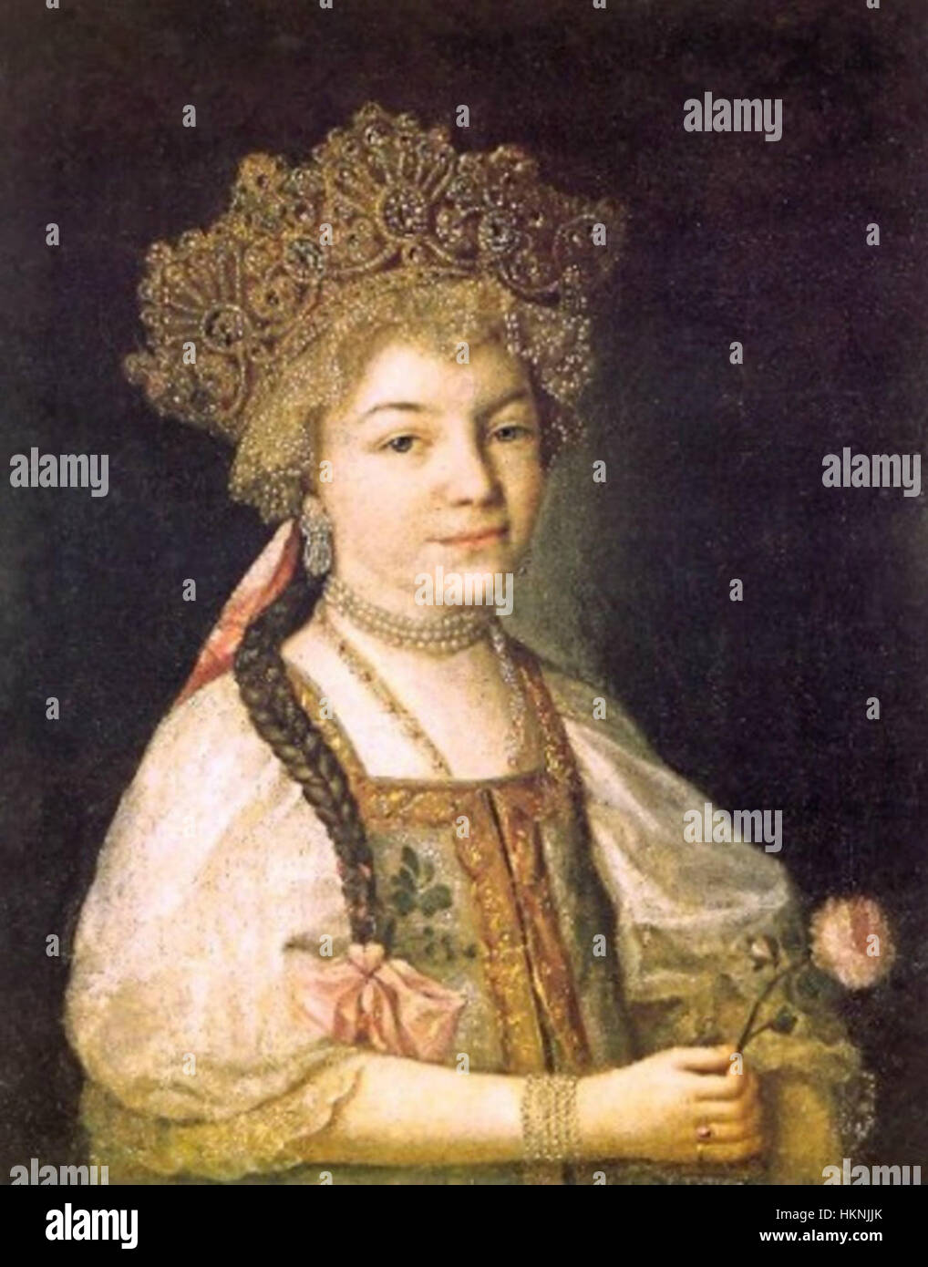 This 18th-century portrait of Alexandra Pavlovna of Russia showcases the Russian  princess in traditional Russian dress, reflecting her royal status and the  fashion of the period Stock Photo - Alamy