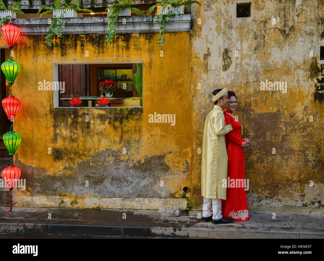 Marital bliss in old town Hoi An, Vietnam Stock Photo