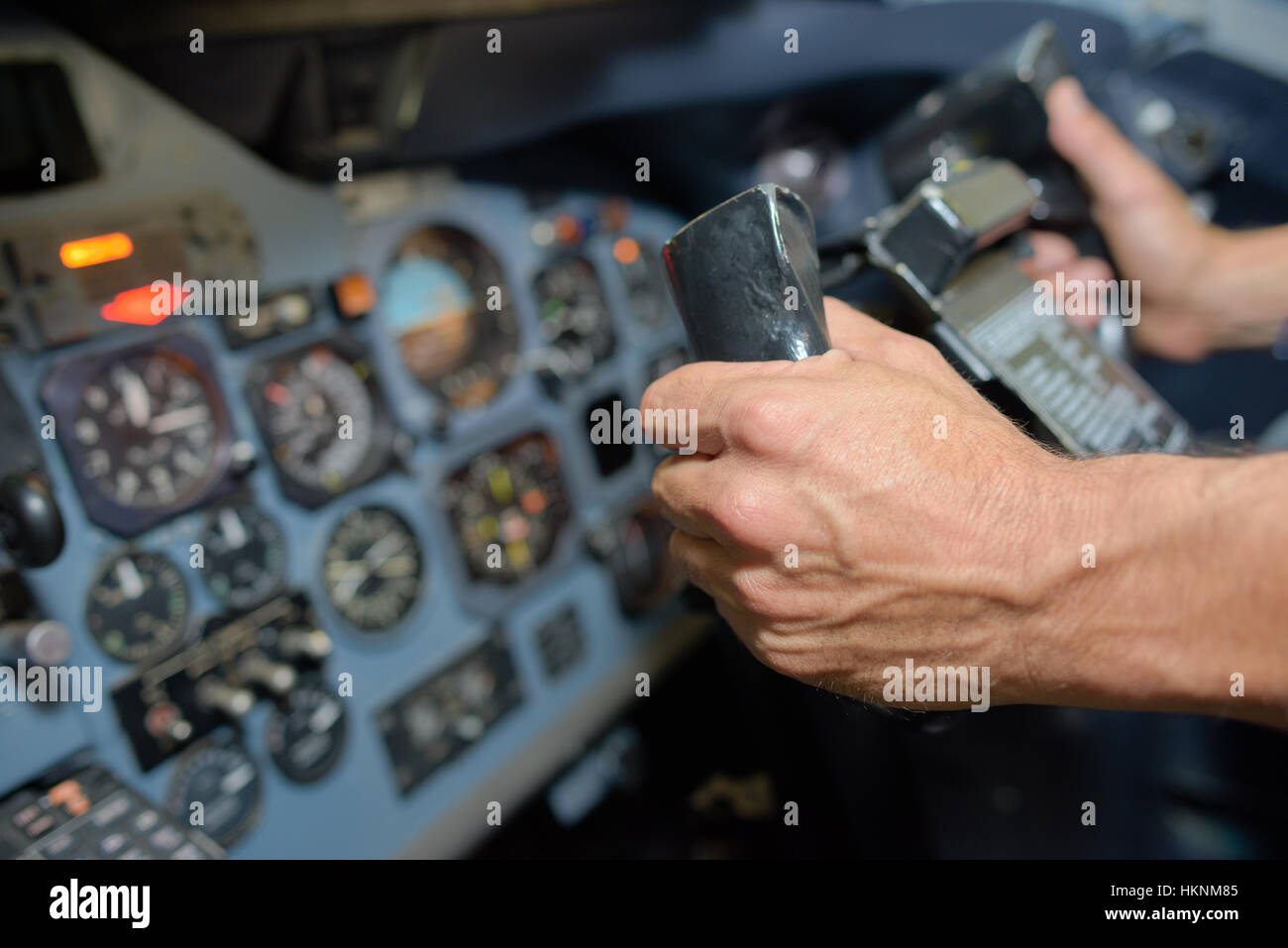 pilot in cockpit Stock Photo