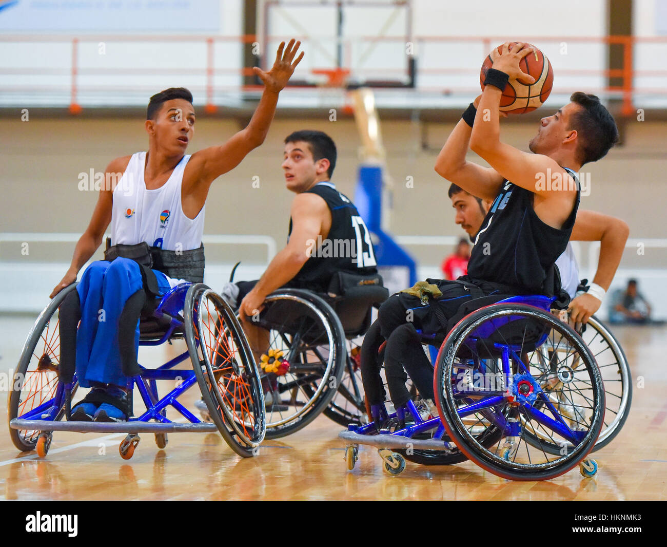Buenos Aires, Argentina. 27 Jan, 2017. Brazil vs. Argentina wheelchair basketball game during the Americas Championship 2017. Stock Photo