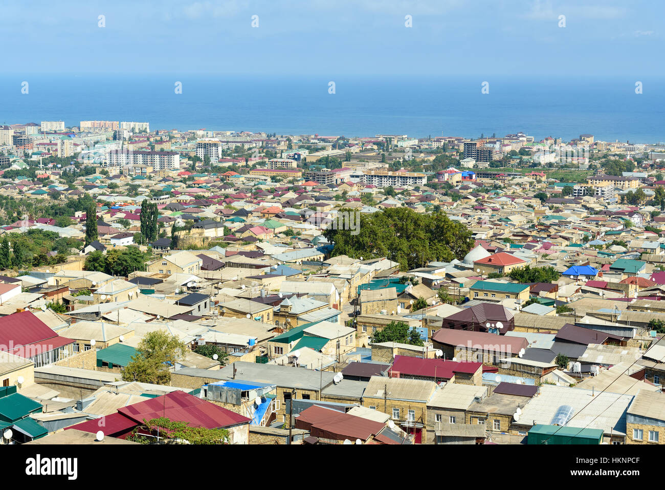 View of Derbent city from Naryn-Kala fortress. Republic of Dagestan ...