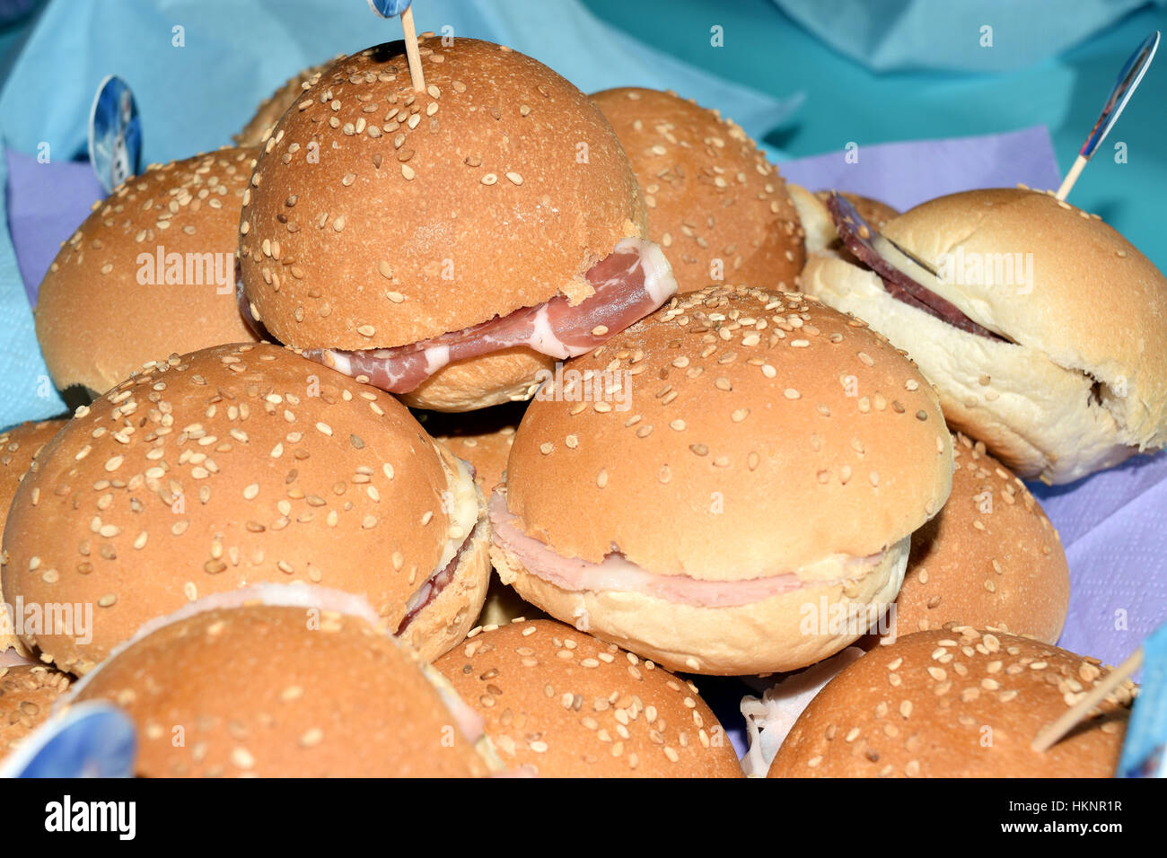 sandwiches with ham, salami, cheese Stock Photo Alamy