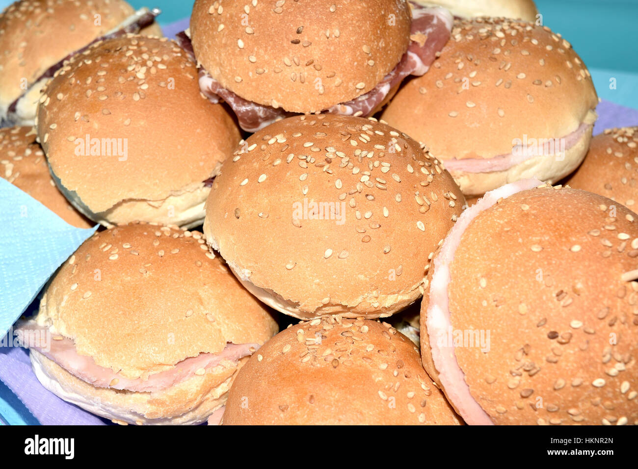 sandwiches with ham, salami, cheese Stock Photo Alamy