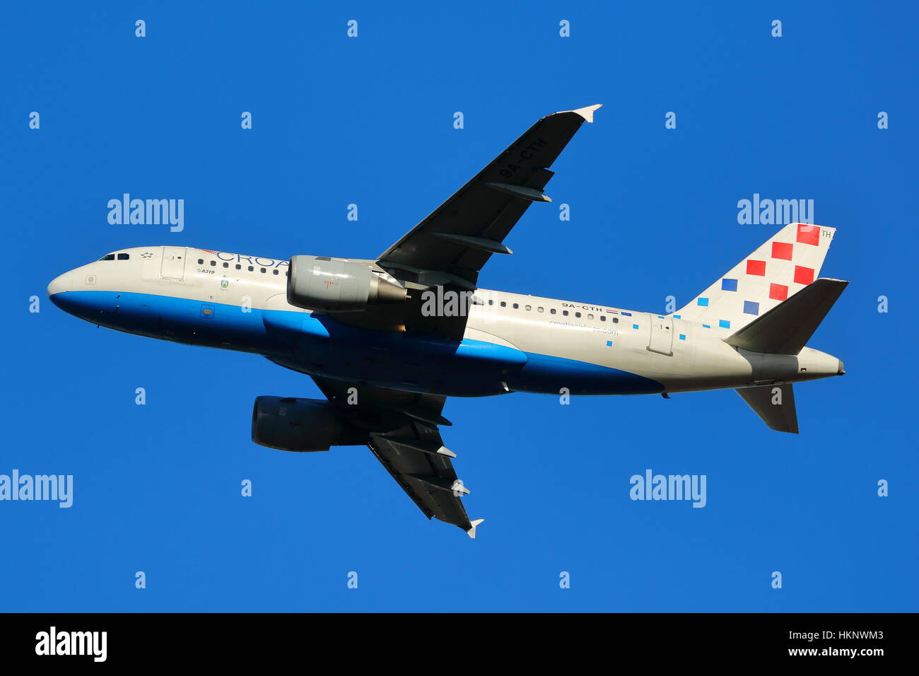 Croatia Airlines Airbus A319-100 9A -CTH departing from London Heathrow Airport, UK Stock Photo