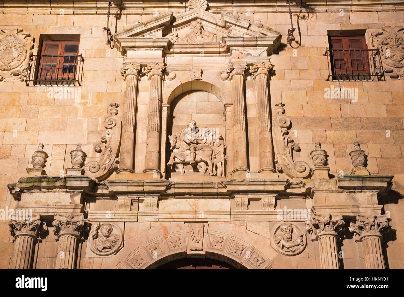SALAMANCA, SPAIN, APRIL - 17, 2016: The renaissance - baroque (plateresque) portal of church Iglesia de San Marin (1586). Stock Photo