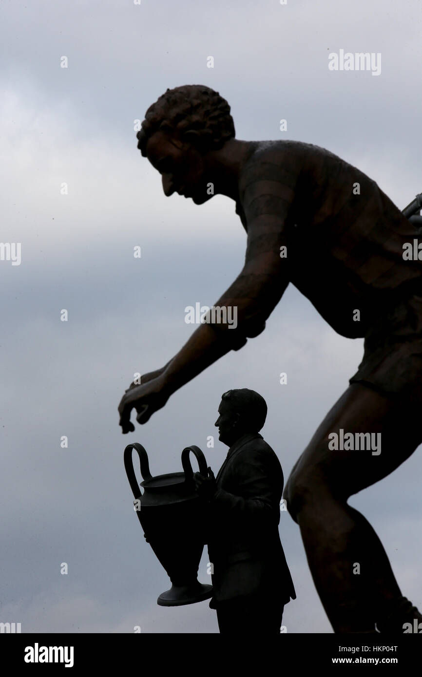 The John 'Jock' Stein statue outside Celtic Park before the Ladbrokes