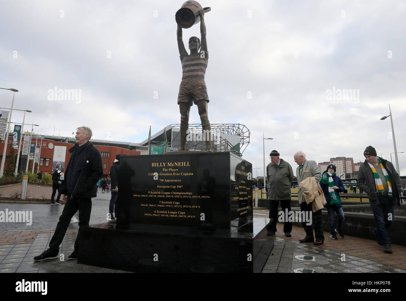 The billy mcneill statue outside celtic park hires stock photography