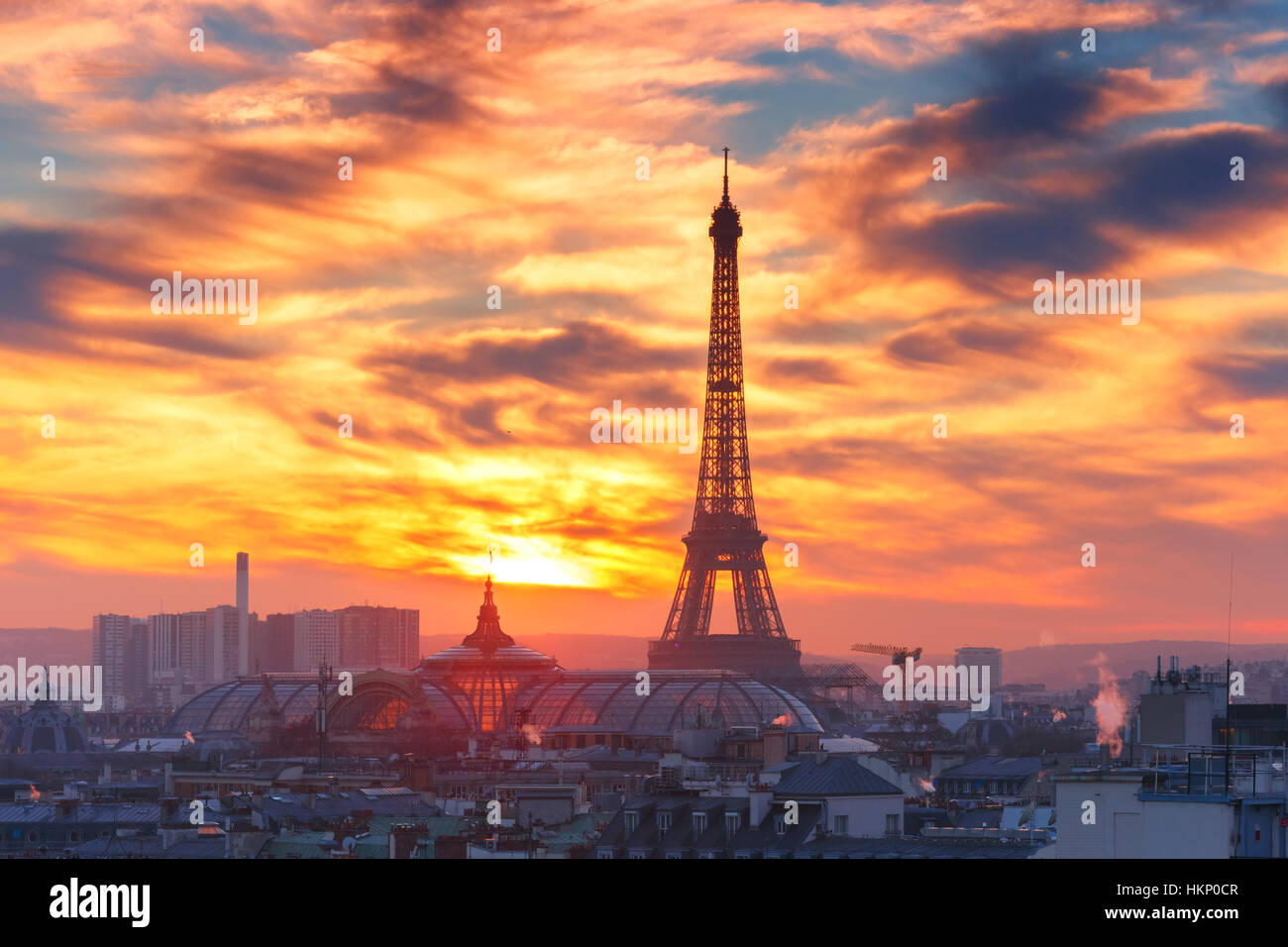 Eiffel Tower at sunset in Paris, France Stock Photo Alamy