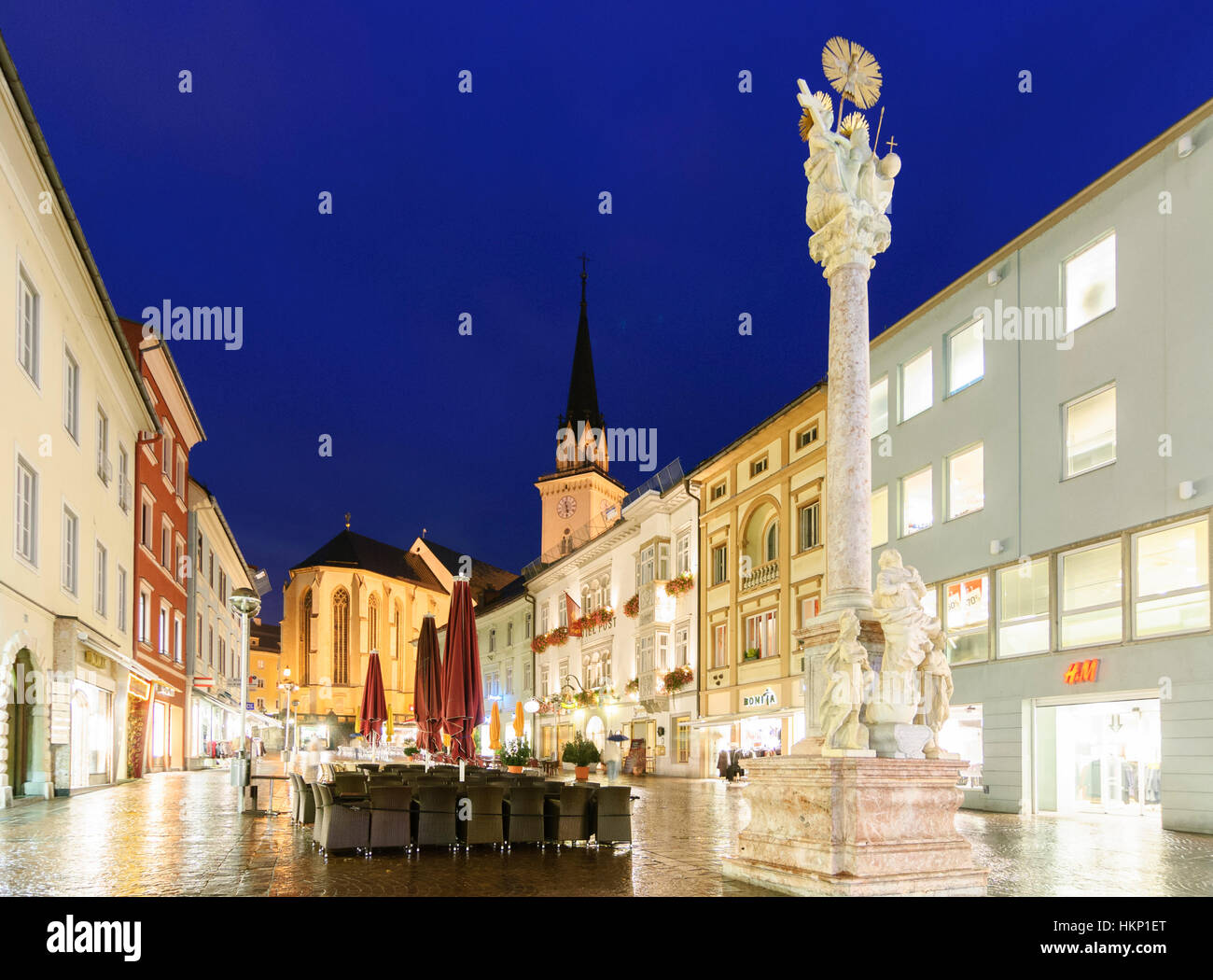 Villach: Hauptplatz (main square), Church St. Jakob, , Kärnten, Carinthia, Austria Stock Photo