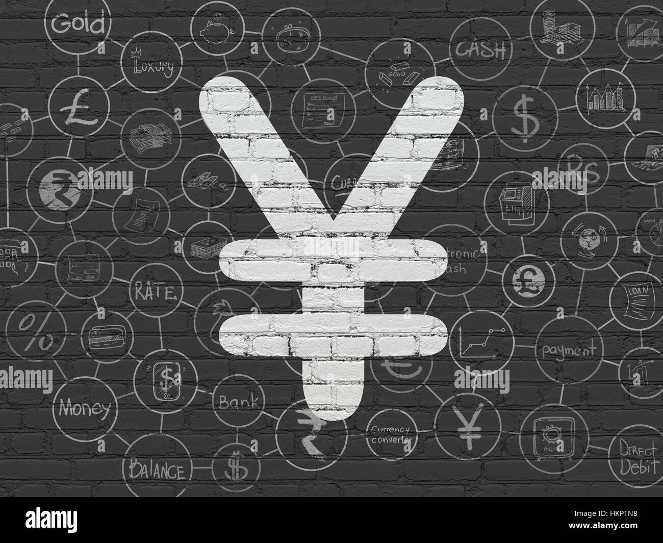 Money concept: Yen on wall background Stock Photo - Alamy
