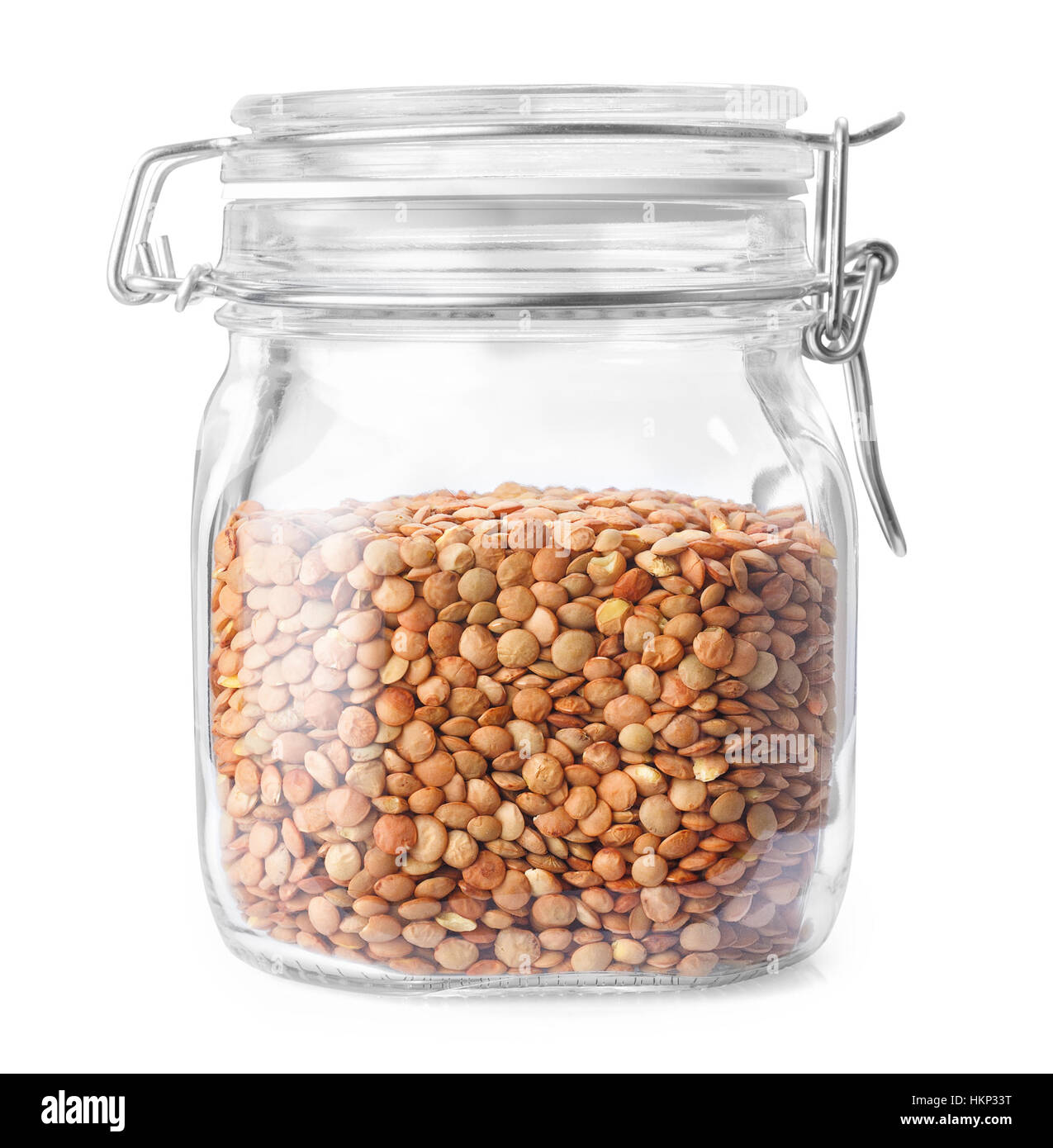 lentil in a glass jar isolate Stock Photo