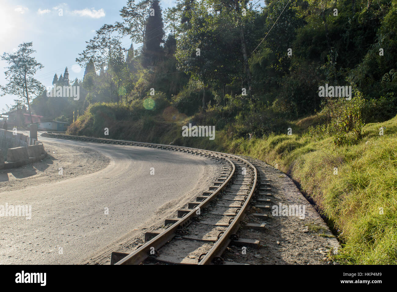 The 2 ft narrow gauge line of Darjeeling Toy train, that runs between New Jalpaiguri and Darjeeling in the Indian state of West Bengal, India. Stock Photo