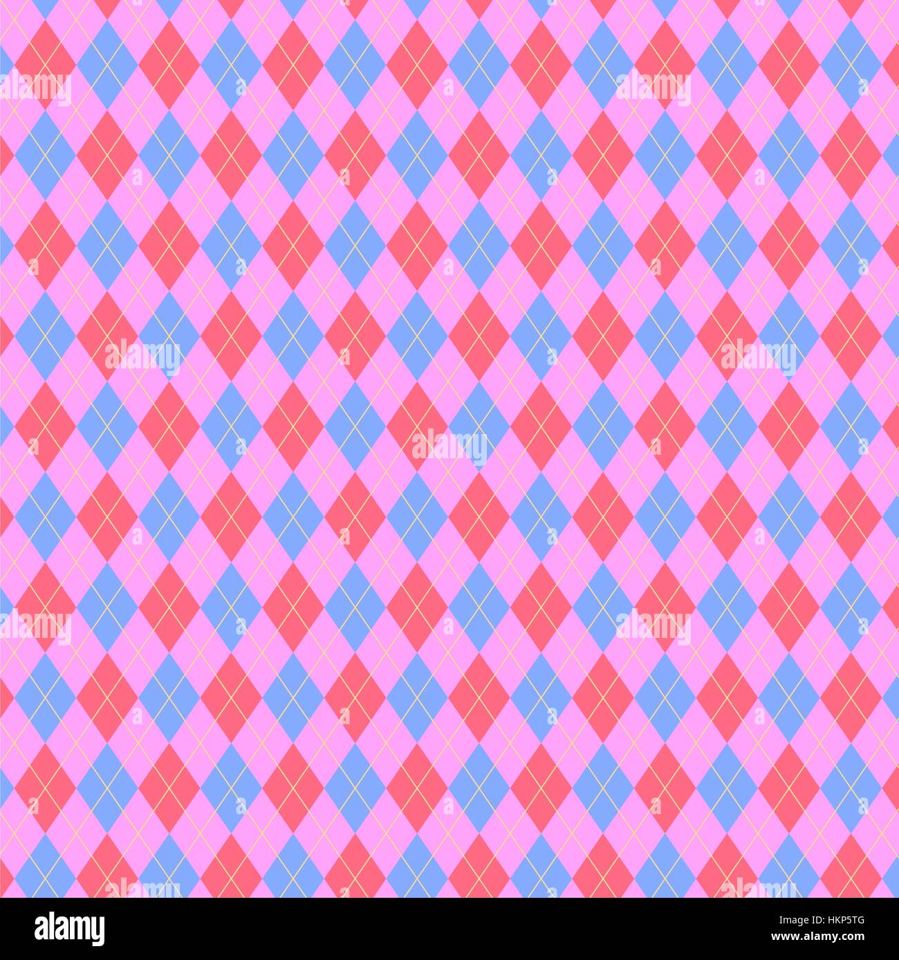 Argyle pattern in pink color scheme. Sweater texture Stock Vector
