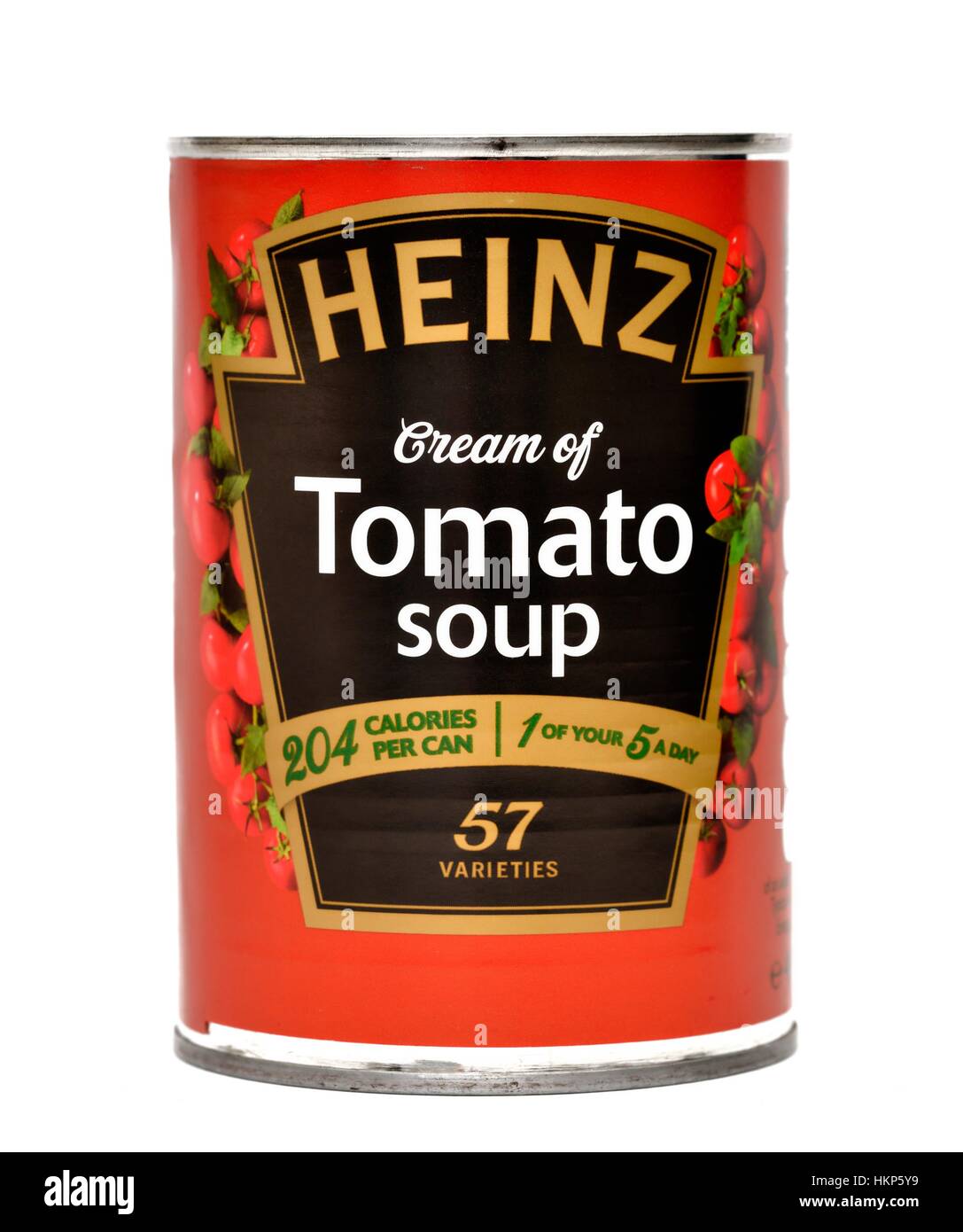 A tin of Heinz tomato soup on a white background Stock Photo Alamy