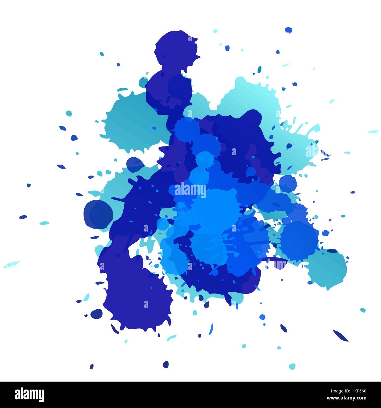 Expressive abstract watercolor stain. splash of dark blue 
