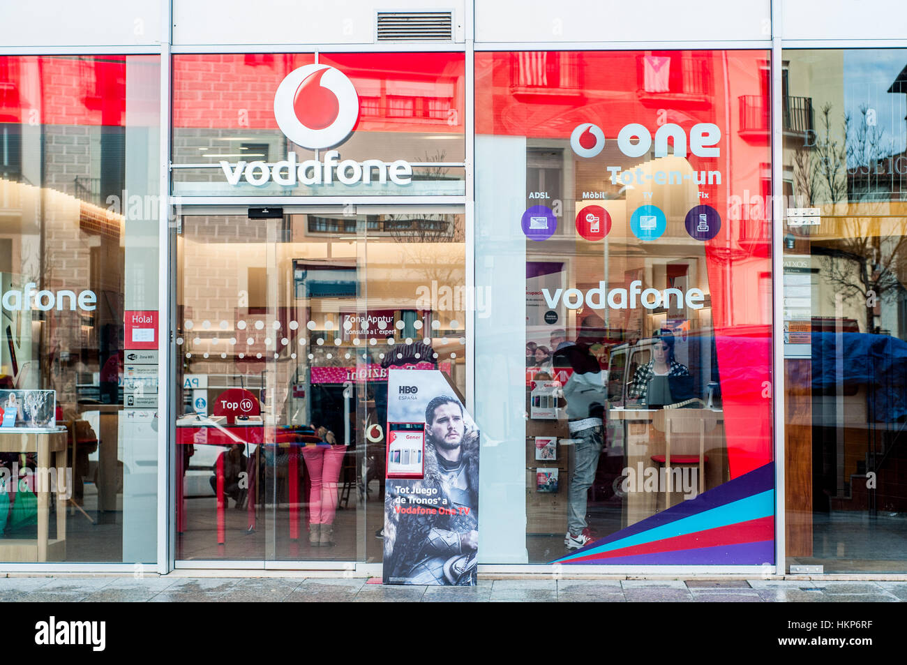 Vodafone shop front, Vic, Barcelona, catalonia, Spain Stock Photo