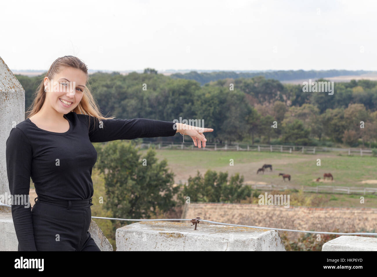 Beautiful young girl in nature, Selective focus and small depth of ...
