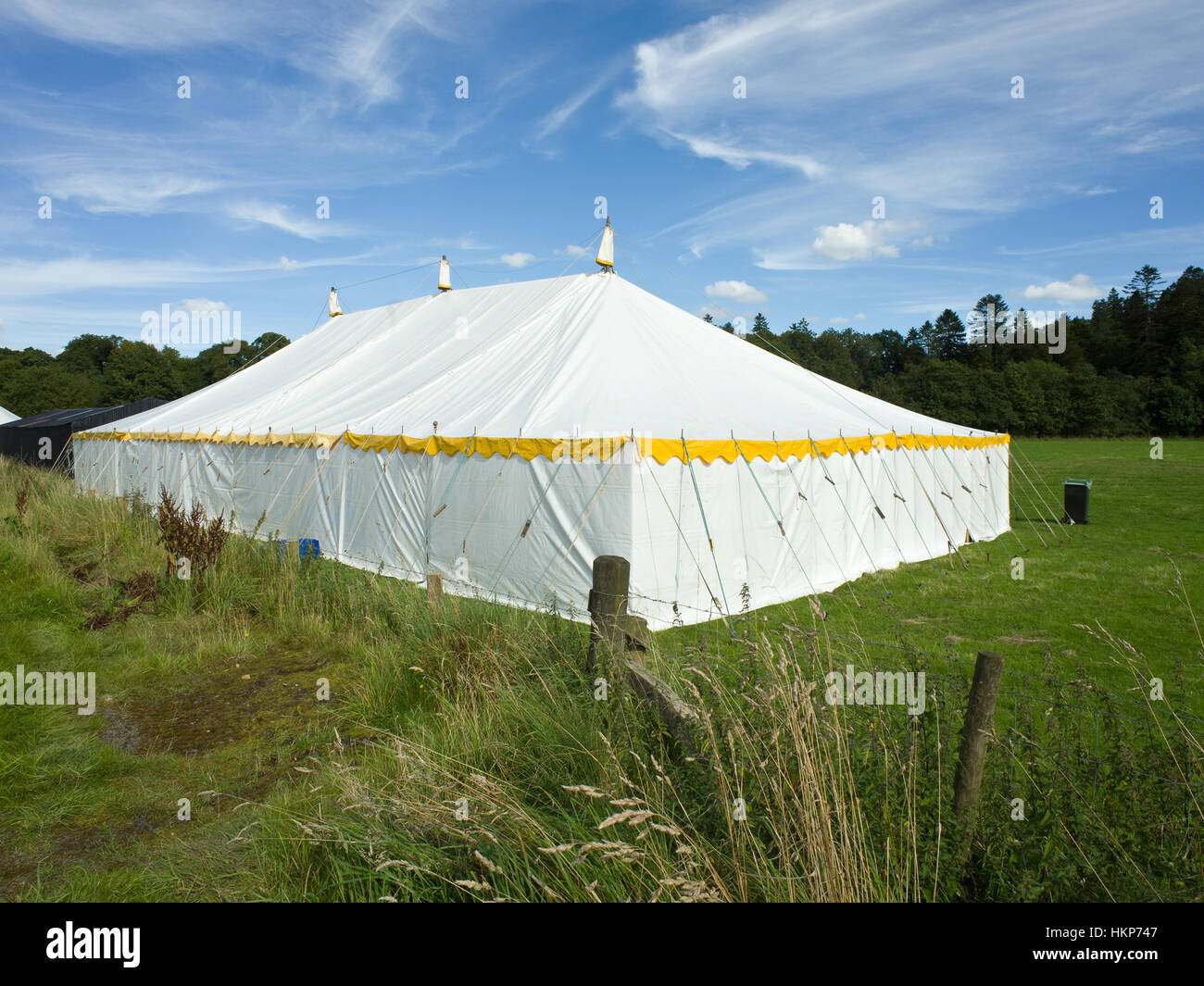 Tent marquee in field UK Stock Photo