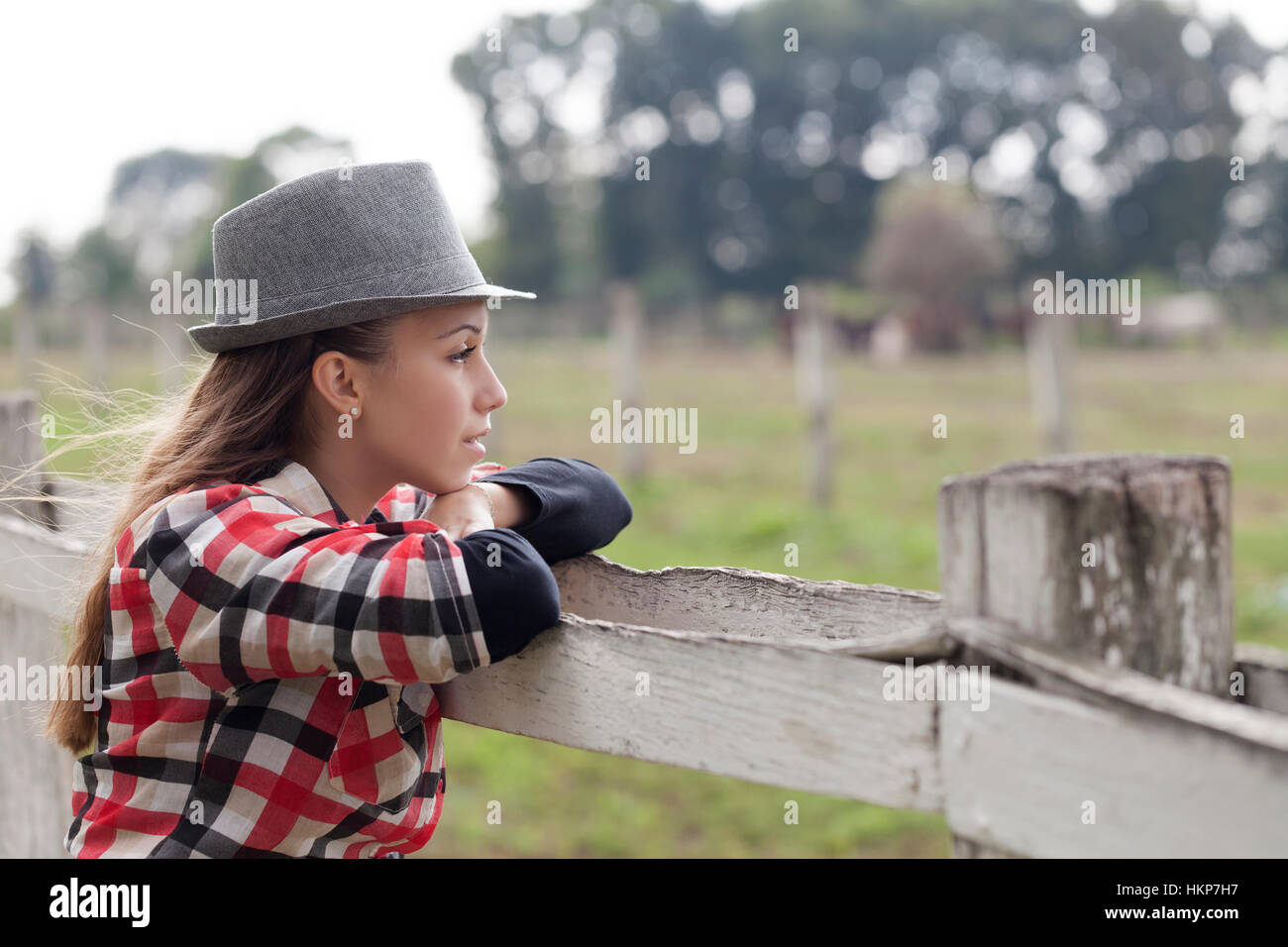 Beautiful young girl in nature, Selective focus and small depth of ...