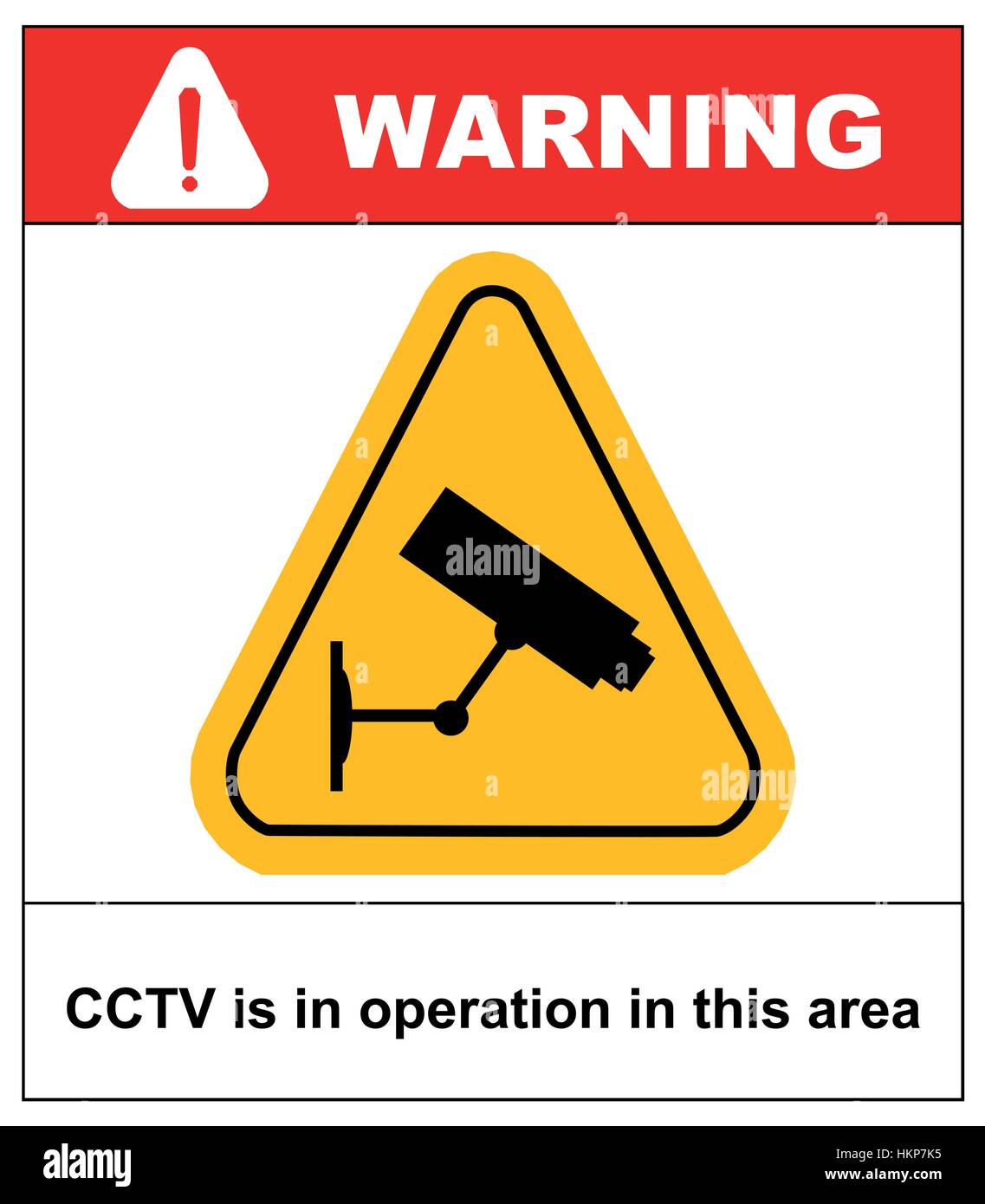 CCTV in Operation sign Security camera in yellow triangle isolated on