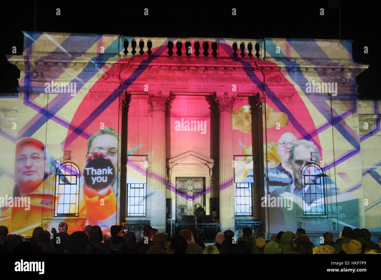 We are Hull Sound and Light Show illuminating Ferens Art Gallery, part of UK City of Culture 2017 celebrations Stock Photo