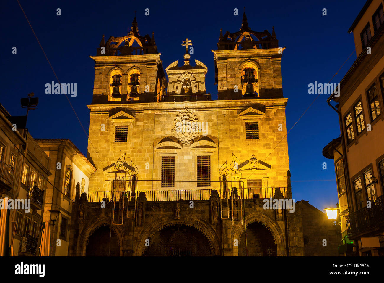Braga Cathedral at dawn. Braga, Norte Region, Portugal. Stock Photo
