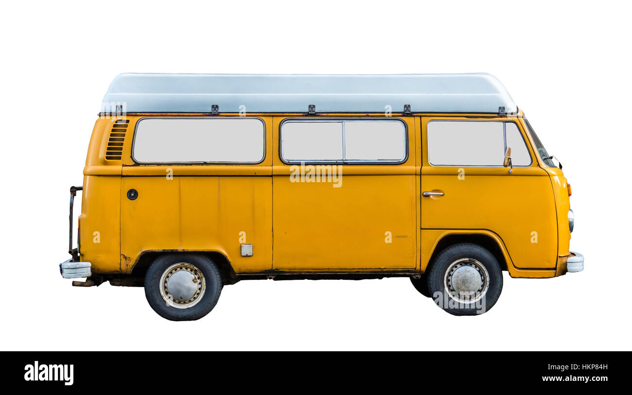 Grungy 70s Style Retro Vintage Campervan Stock Photo