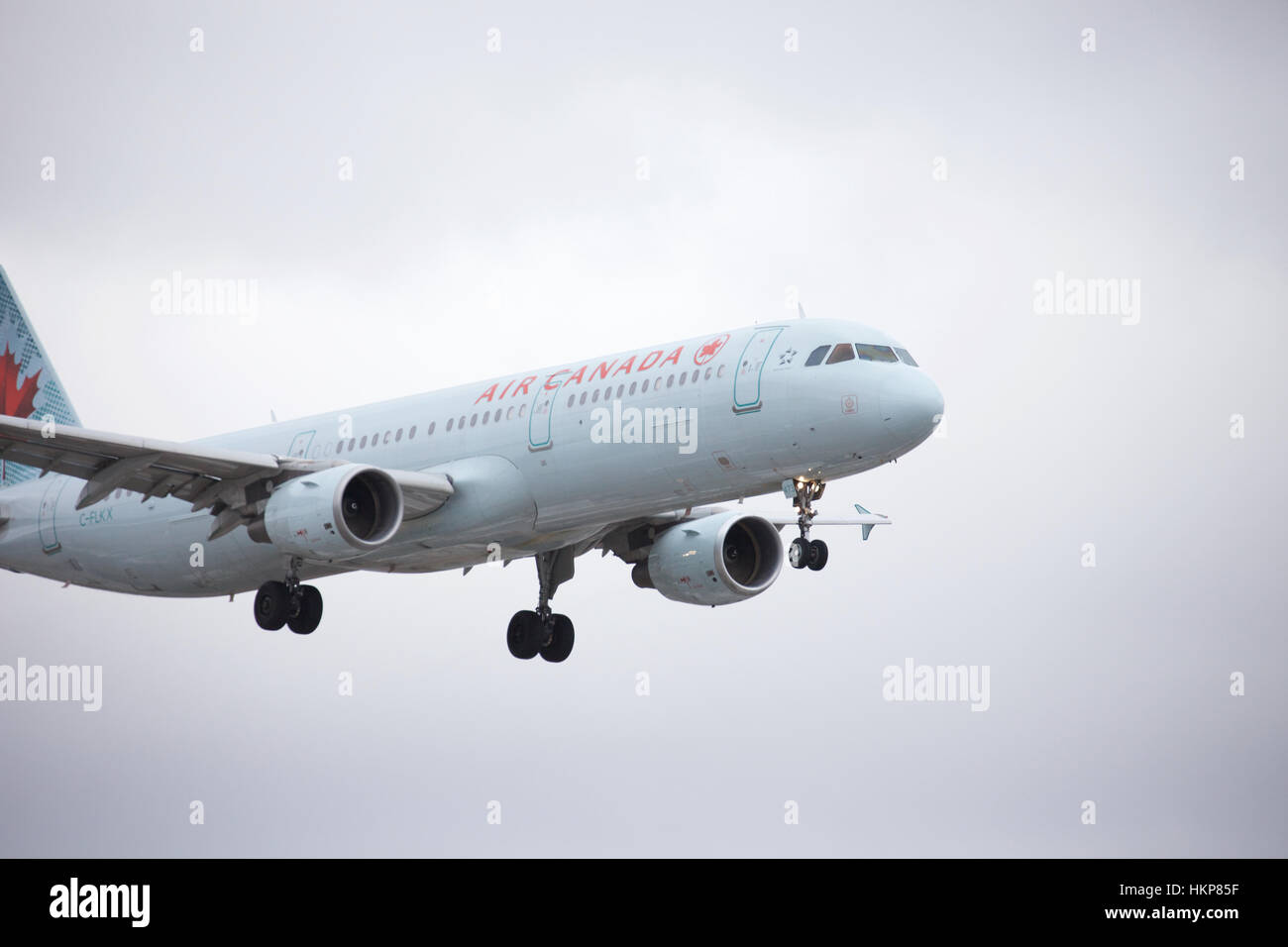 Air Canada Airbus 320 Landing at Toronto Pearson Airport Stock Photo