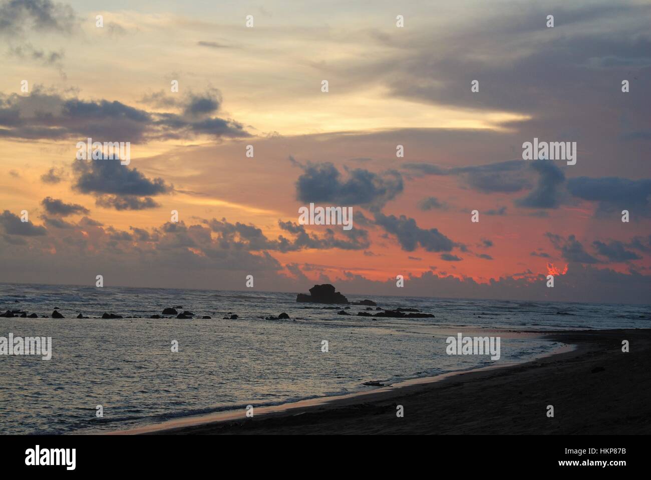 Central American Sunset on the Beach Stock Photo