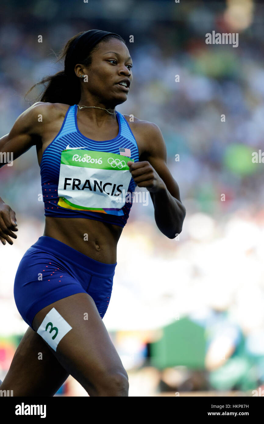Rio de Janeiro, Brazil. 13 August 2016.  Athletics, Phyllis Francis (USA) competing in the women's 400m  heats at the 2016 Olympic Summer Games. ©Paul Stock Photo