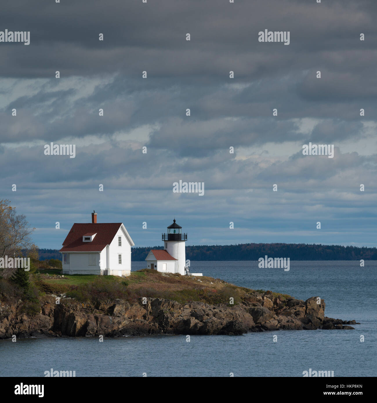 Curtis Island Light at the Entrance to Camden Harbor, Maine Stock Photo