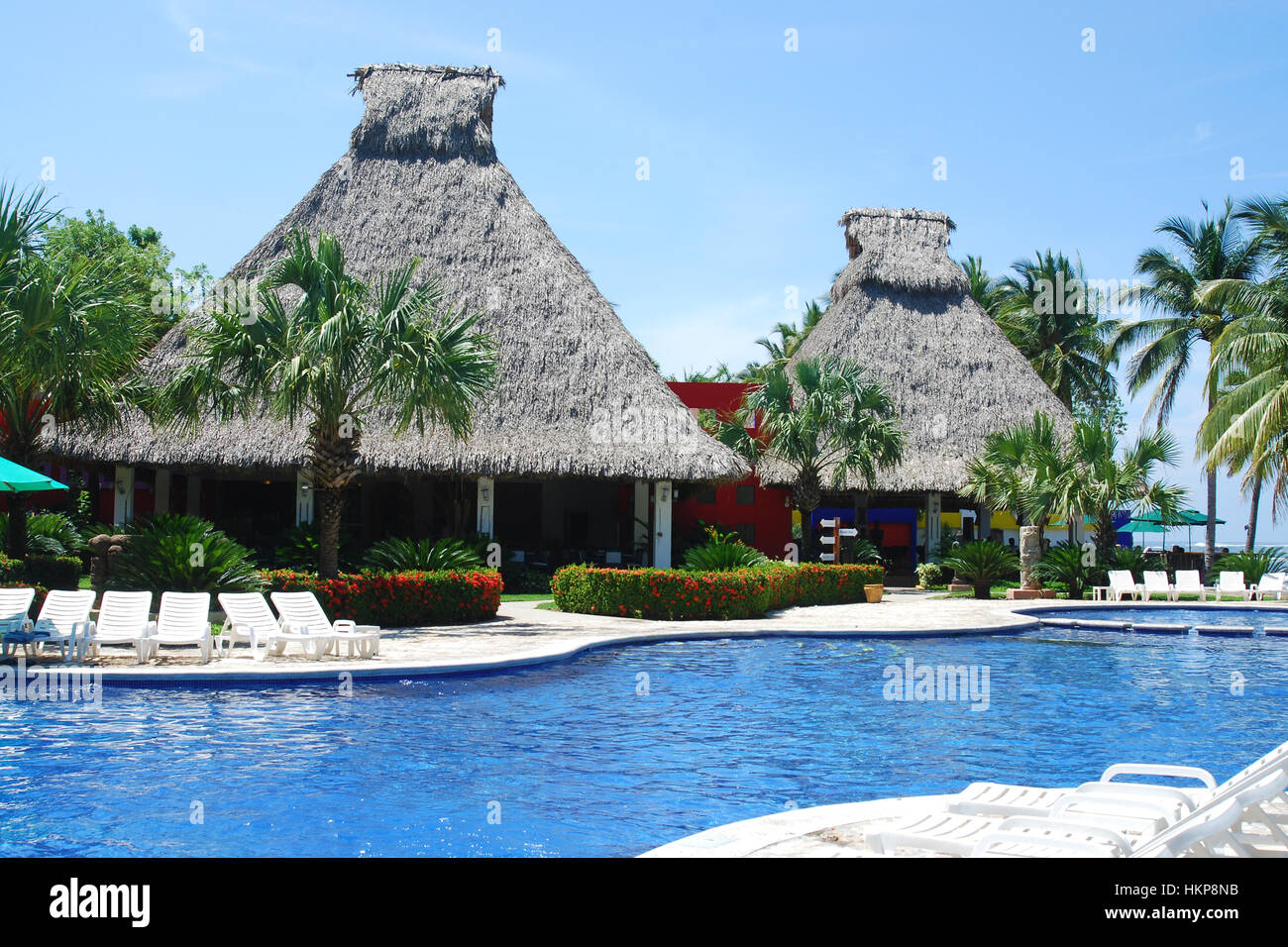 Tropical Paradise Poolside Stock Photo