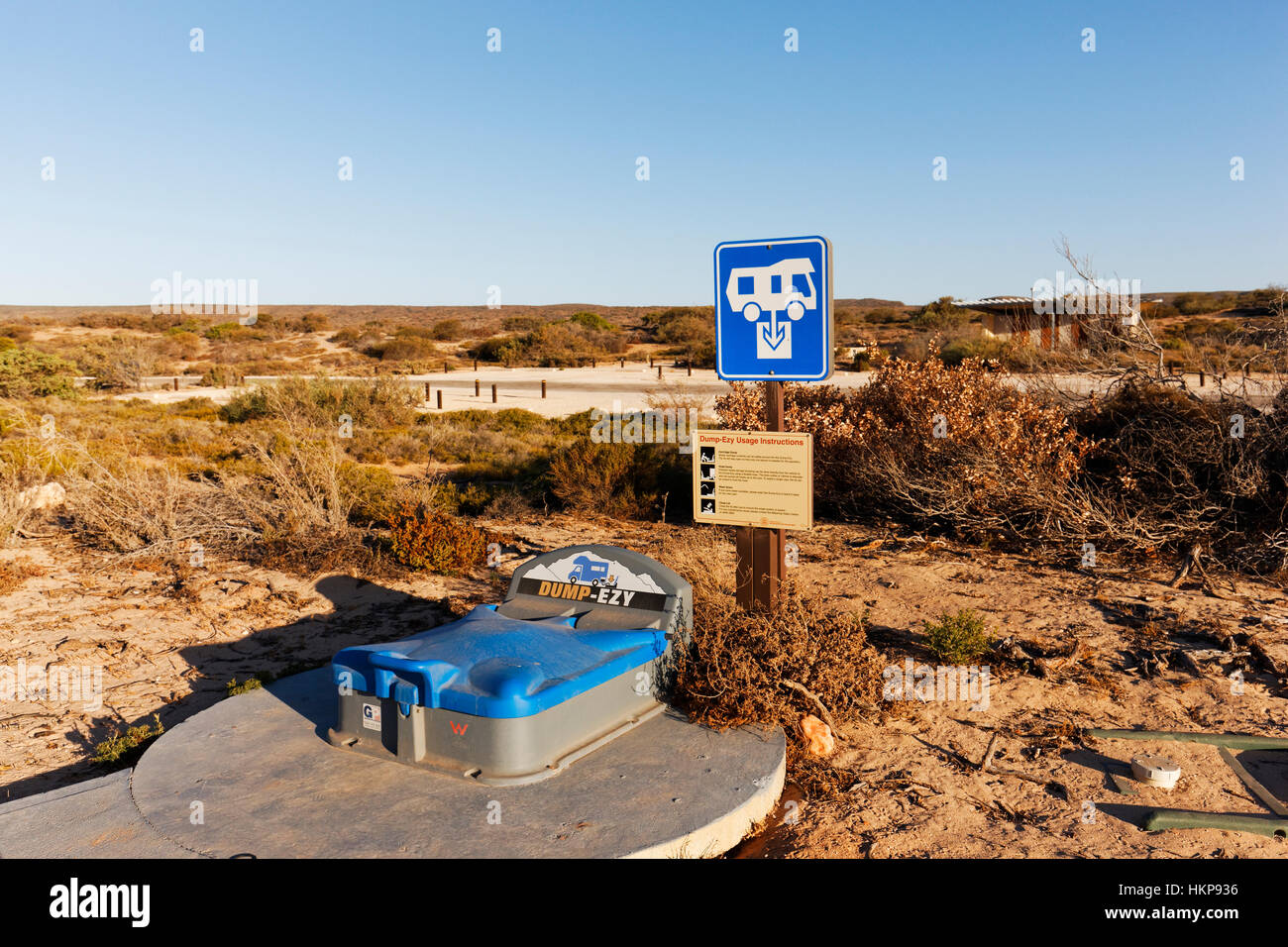 Dump-Ezy Toilet waste disposal for Caravans and mobile camping vehicles, Cape Range National Park, Western Australia. Stock Photo