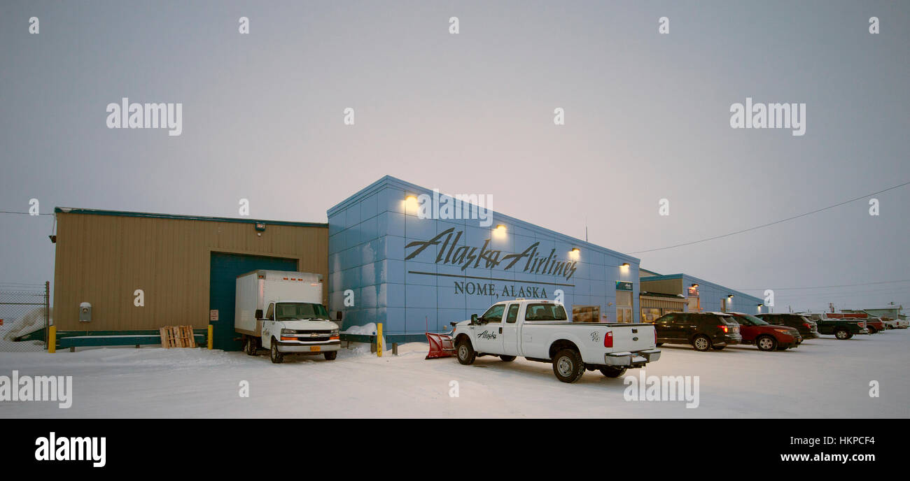 Alaska Airlines passanger terminal in Nome Alaska. The Nome Gold Rush