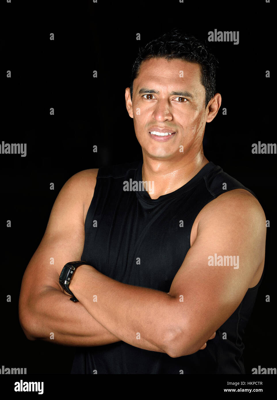 portrait of sport man on black background isolated Stock Photo Alamy