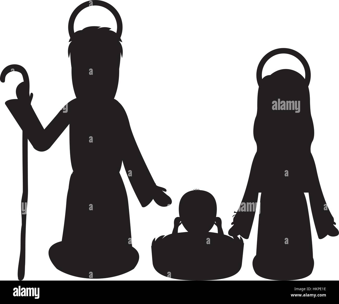 Monochrome Silhouette With Virgin Mary And Saint Joseph And Jesus In Stock Vector Image Art Alamy