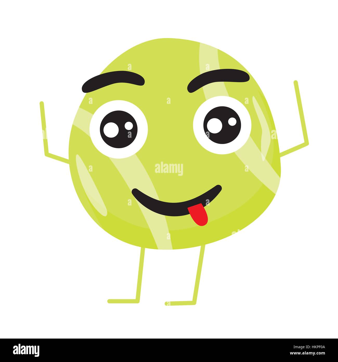 Cute Tennis Ball Cartoon Character. Vector Illustration. Stock Vector